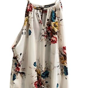 Sheer floral tank top